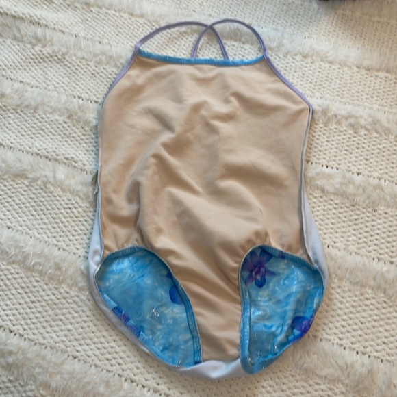 Floral swimsuit girls blue - Picture 4 of 5